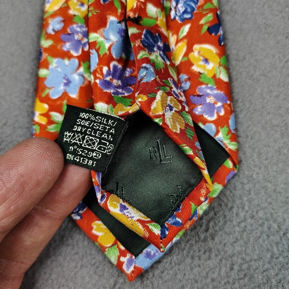 Lauren Ralph Lauren 100% Silk Neck Tie Multicolor Floral Hand Made 58